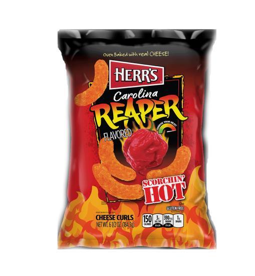 Herr's Carolina Reaper Cheese Curl 170 g productverpakking
